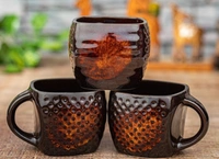 Brown Dotted Square  Ceramic Tea Cups Set of 6 -  Free Size,  Brown,  Ceramic,  Pack of1